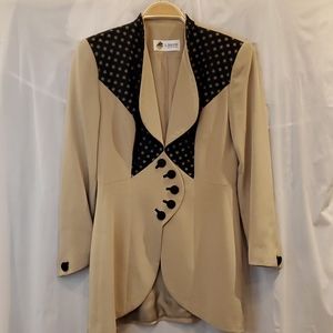 S. Balian silk blazer, beige & black, Med.